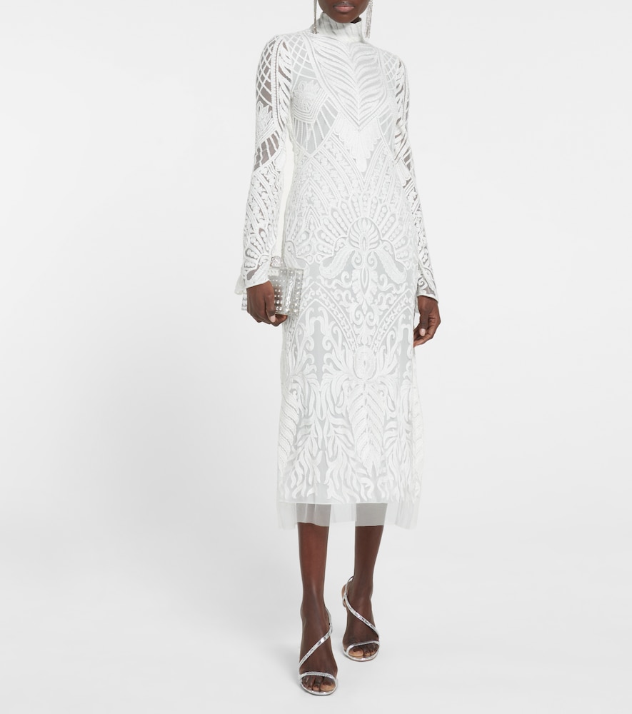 Bridal Borghese backless lace midi dress