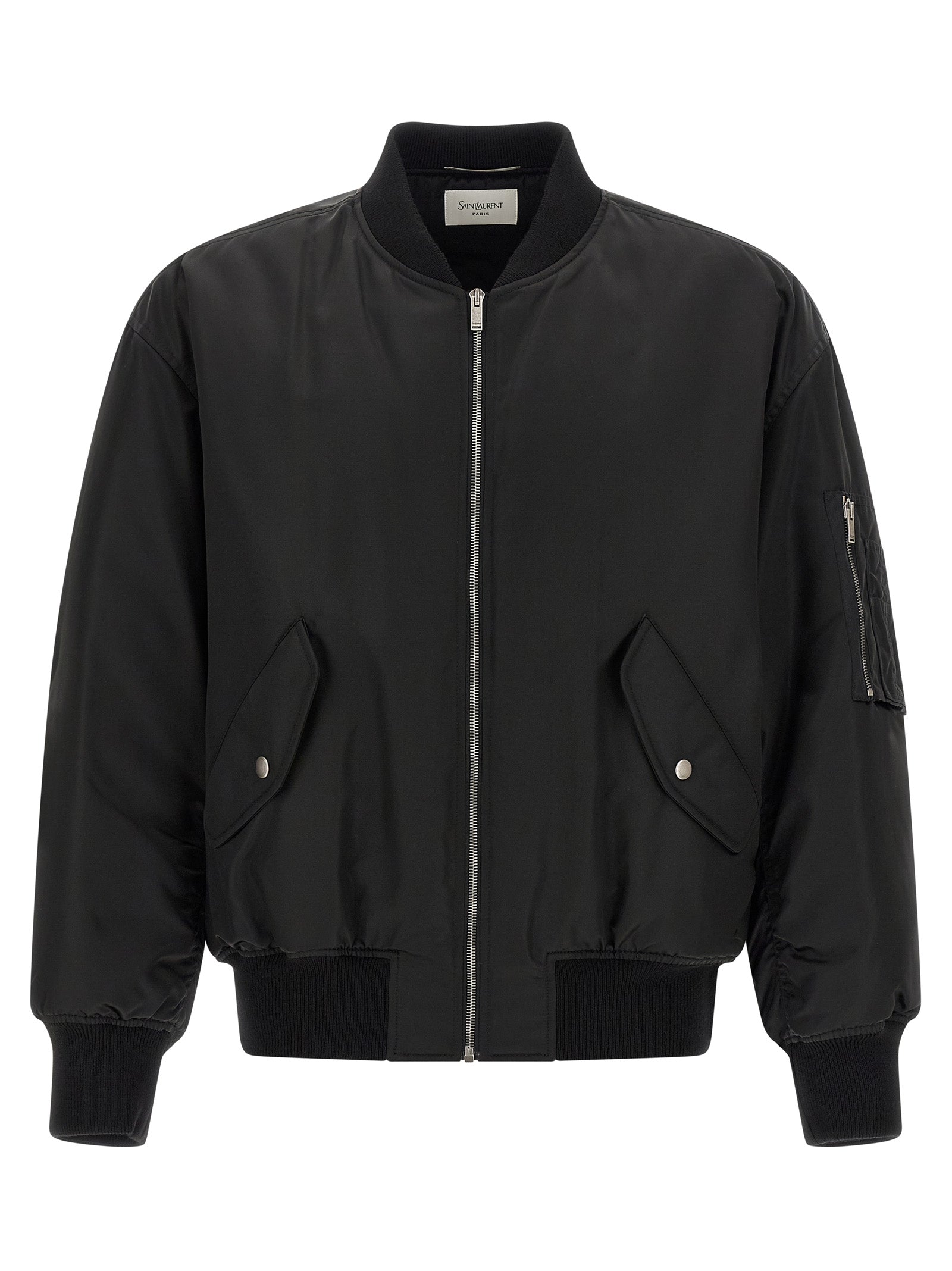 Water-Repellent Polyamide Bomber Jacket — Black