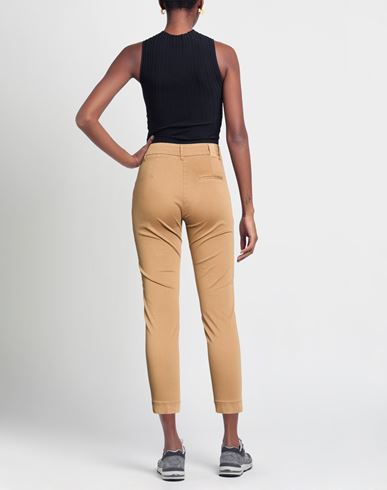 Woman Pants Light brown Size 6 Cotton, Elastic fibres