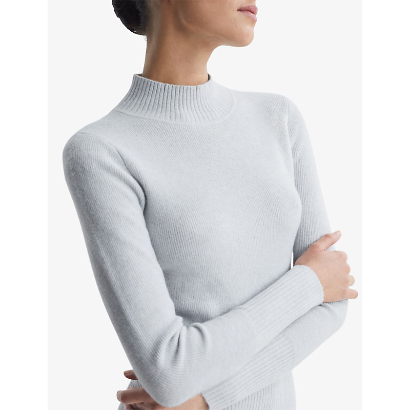 Womens Grey Mara Ribbed Stretch-knit Midi Dress