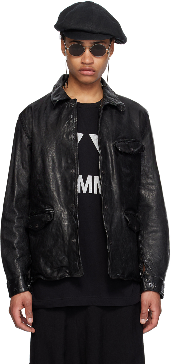 YOHJI YAMAMOTO Black Waxed Leather Jacket