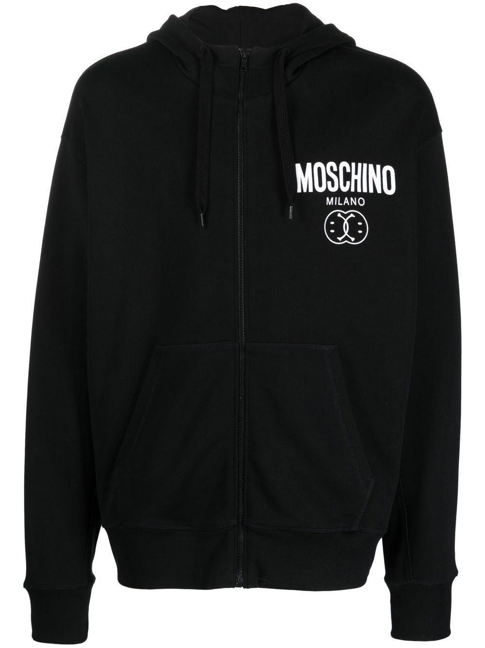 Logo-print cotton hoodie - Black