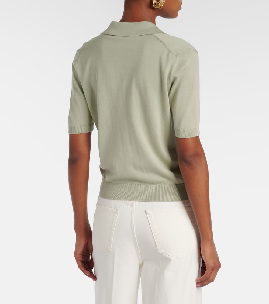 Clay cropped cotton and silk polo shirt