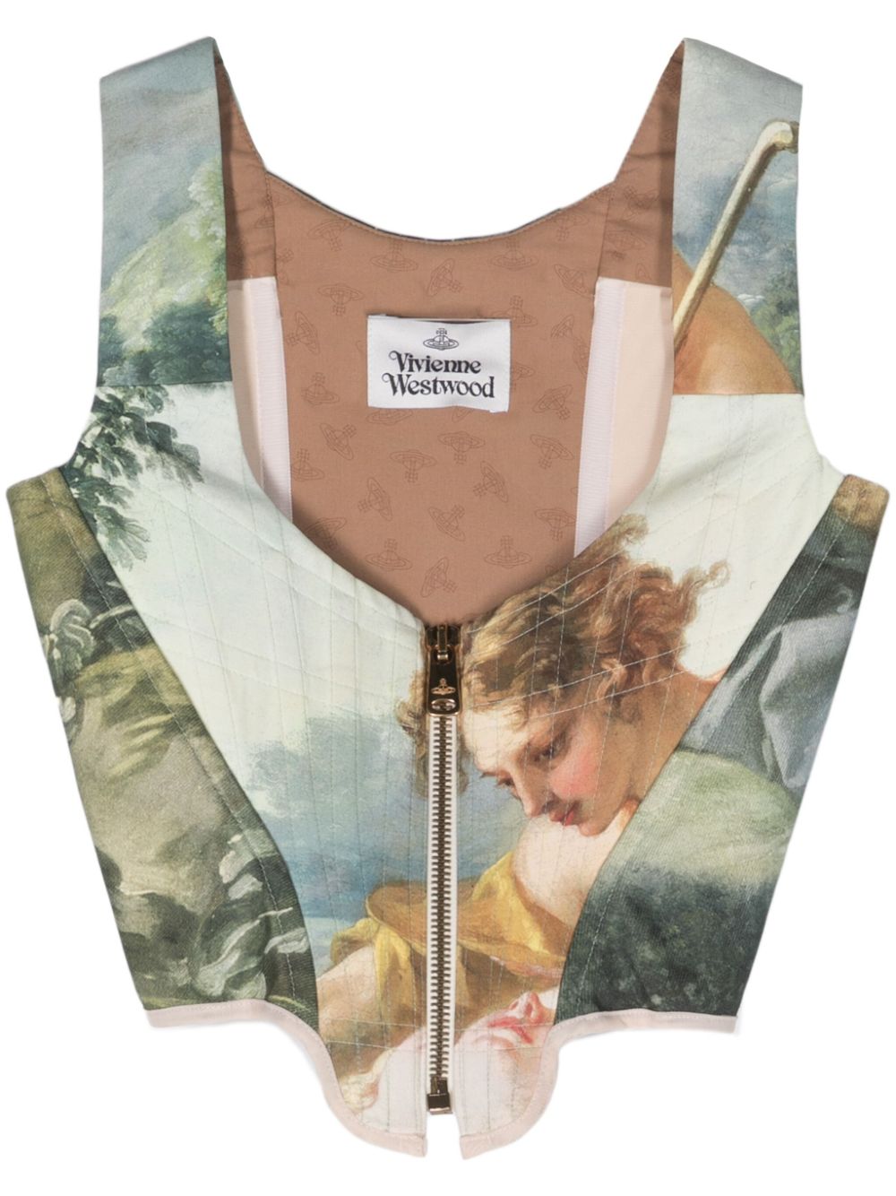 2010s portrait-print corset top - Neutrals