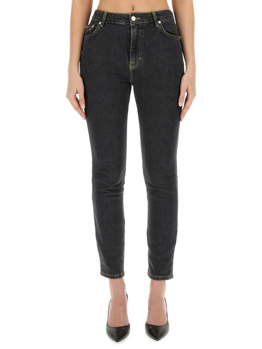 Black Skinny Mid Rise Jeans