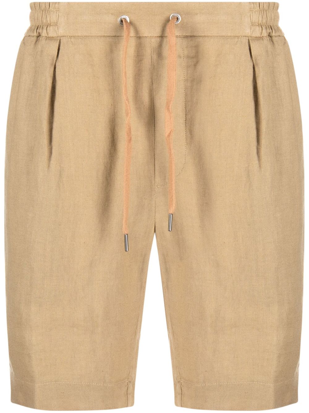 Drawstring-fastening linen shorts - Brown