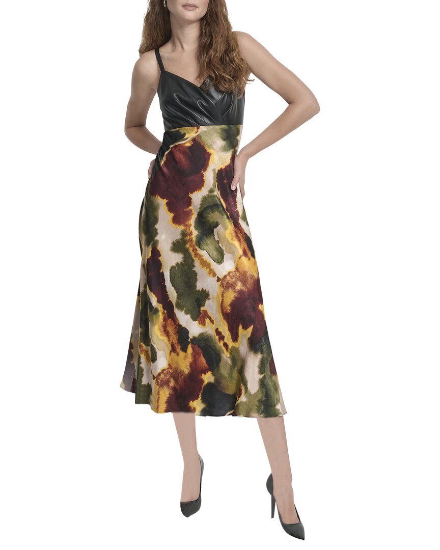 Mix Media Printed Midi Dress