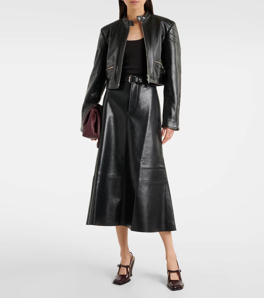 Cassia faux leather midi skirt