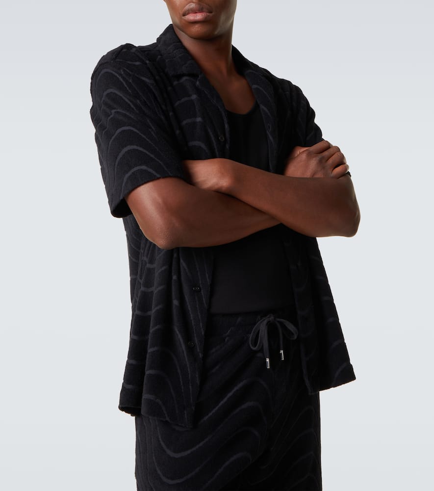 Embroidered cotton-blend terry shirt