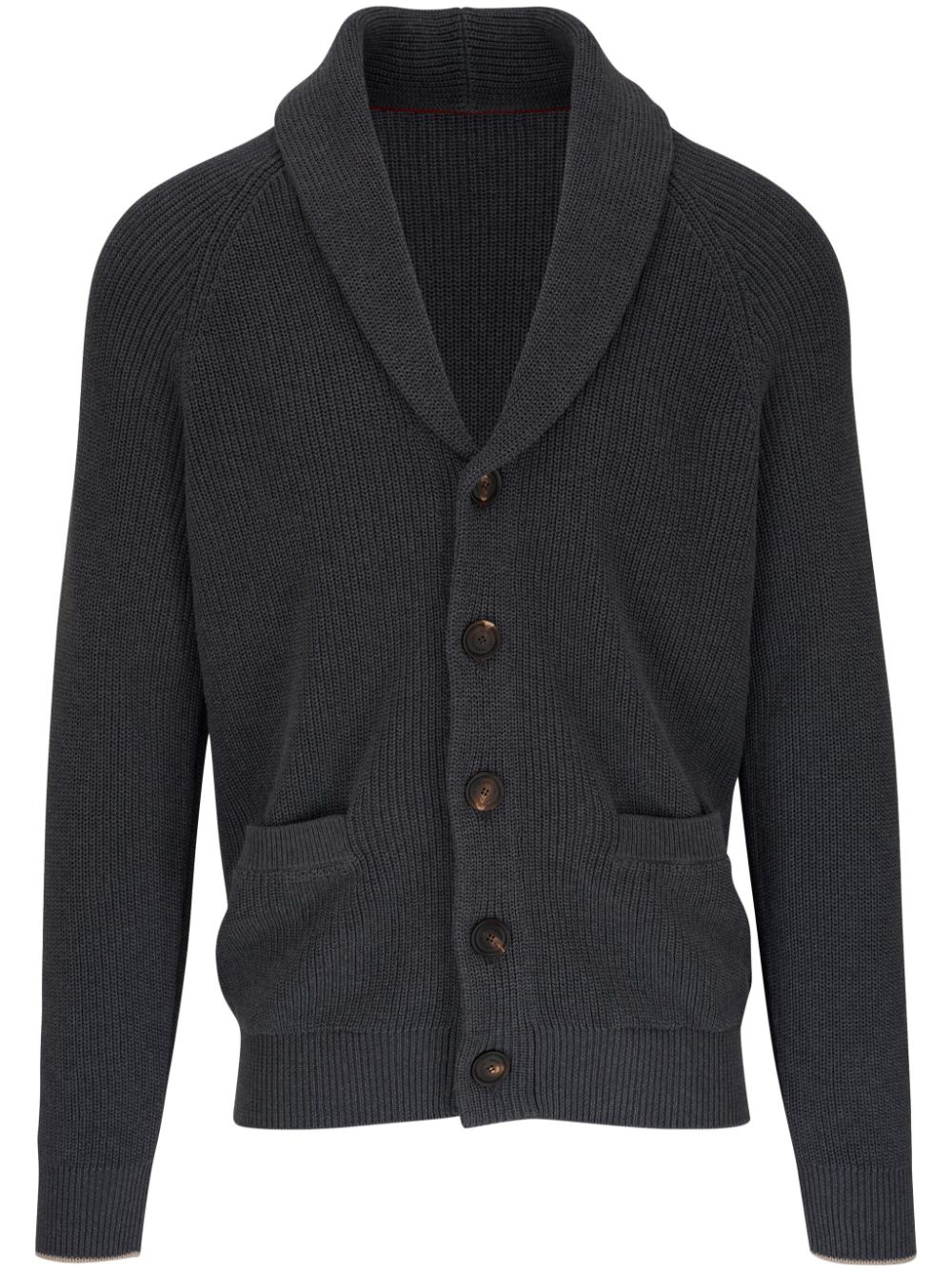 Fine-knit cotton cardigan - Grey