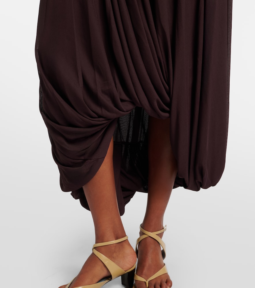 Gabri draped one-shoulder jersey midi dress