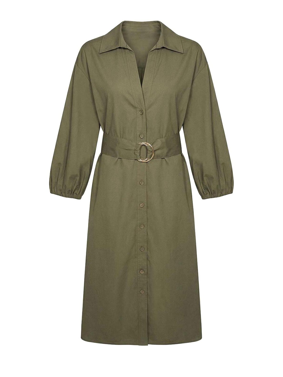 Midi chemisier dress with belt
