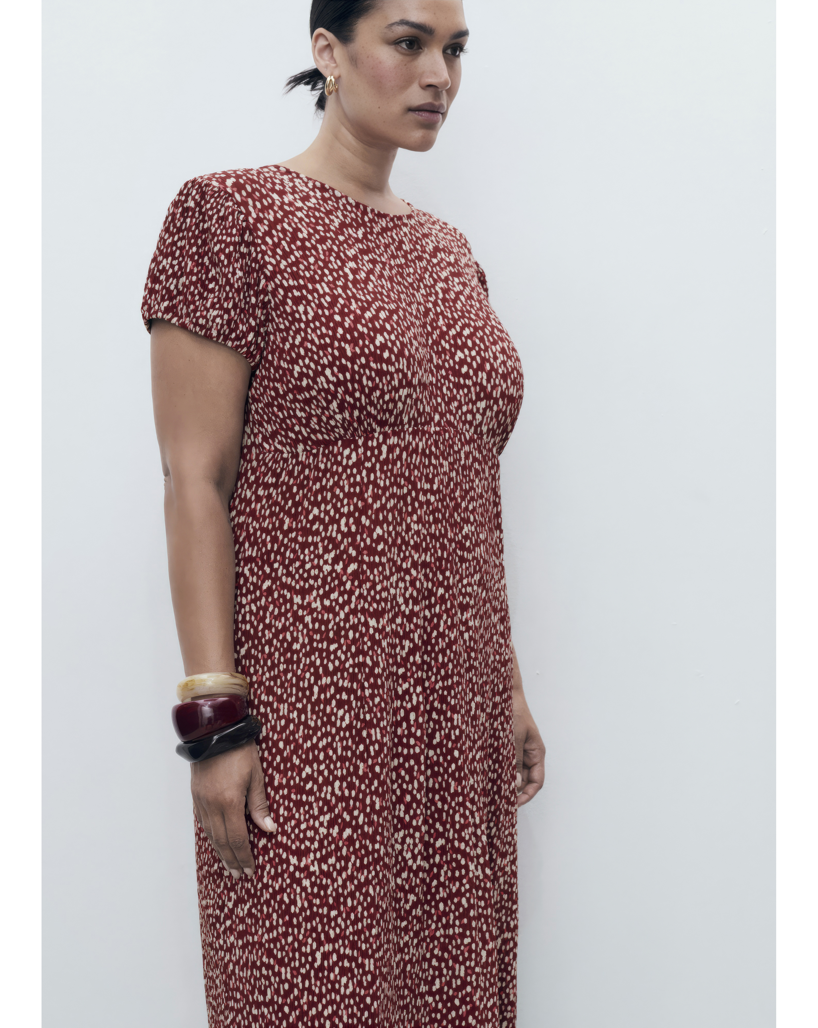 MANGO SPECKLED PRINT MIDI DRE