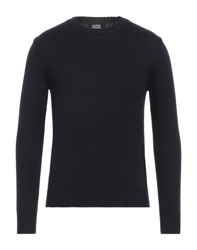 Alpha Studio Man Sweater Midnight blue Size 46 Merino Wool
