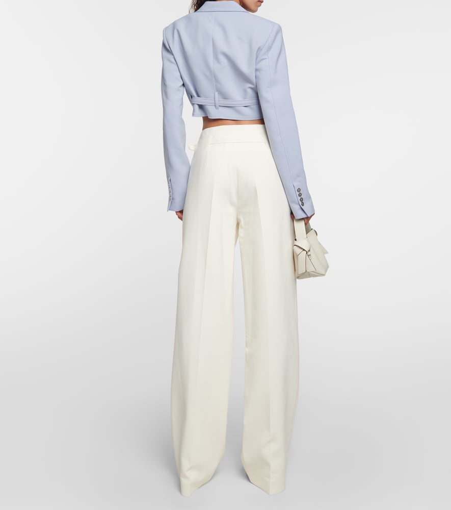 Cropped wool-blend blazer