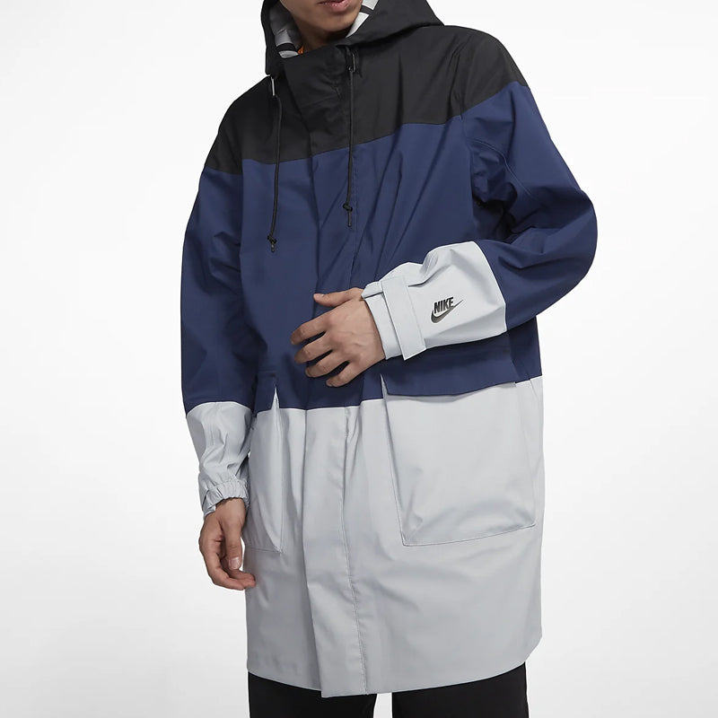 Men's Lab Colorblock Sports Hooded Windbreaker Jacket Multicolor 'Black Navy Grey'