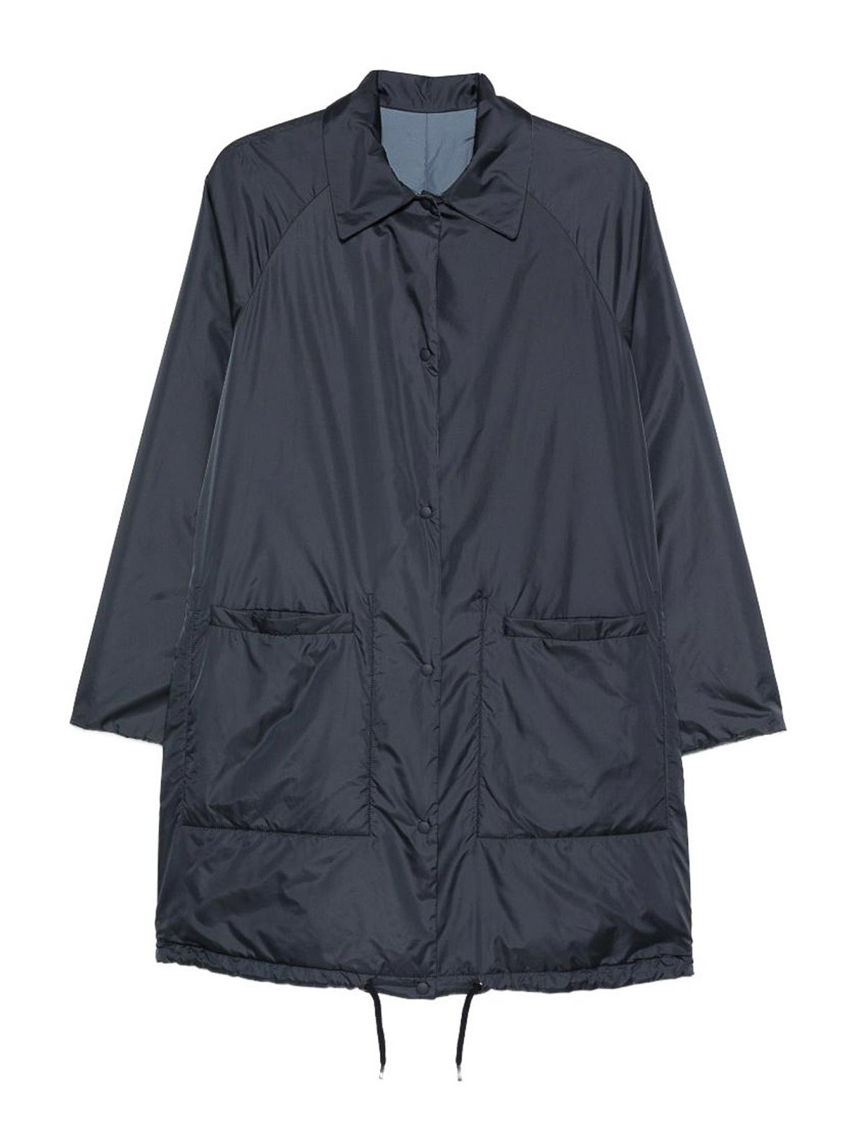 Aspesi - long nylon silk coat drawstring he