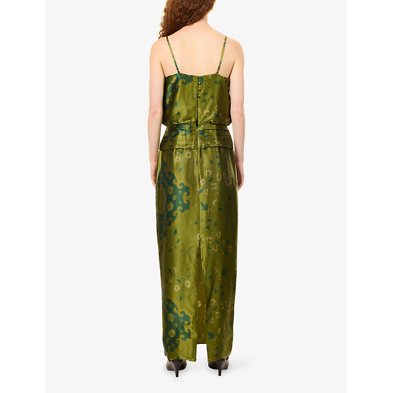 Womens Ofelia Printed Silk Midi Dress