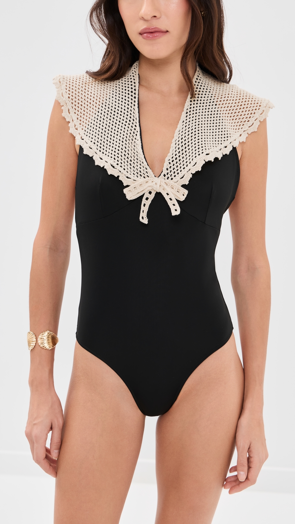 Kendall Crochet Sailor One Piece Black