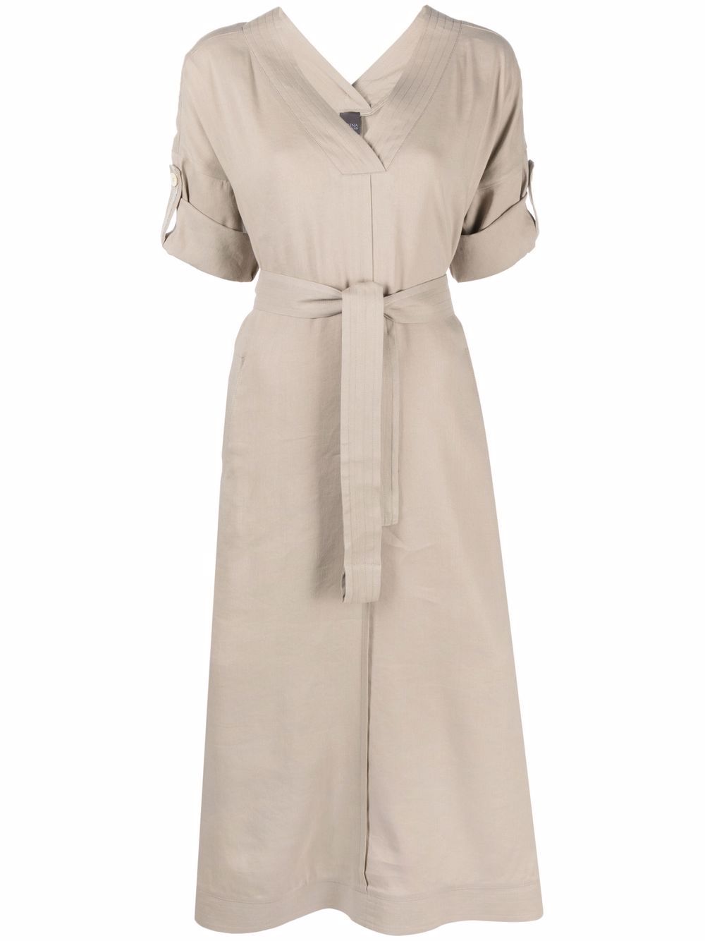 Belted midi dress - Neutrals