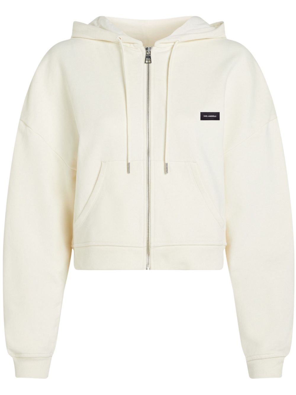 Logo patch zipped hoodie - Neutrals