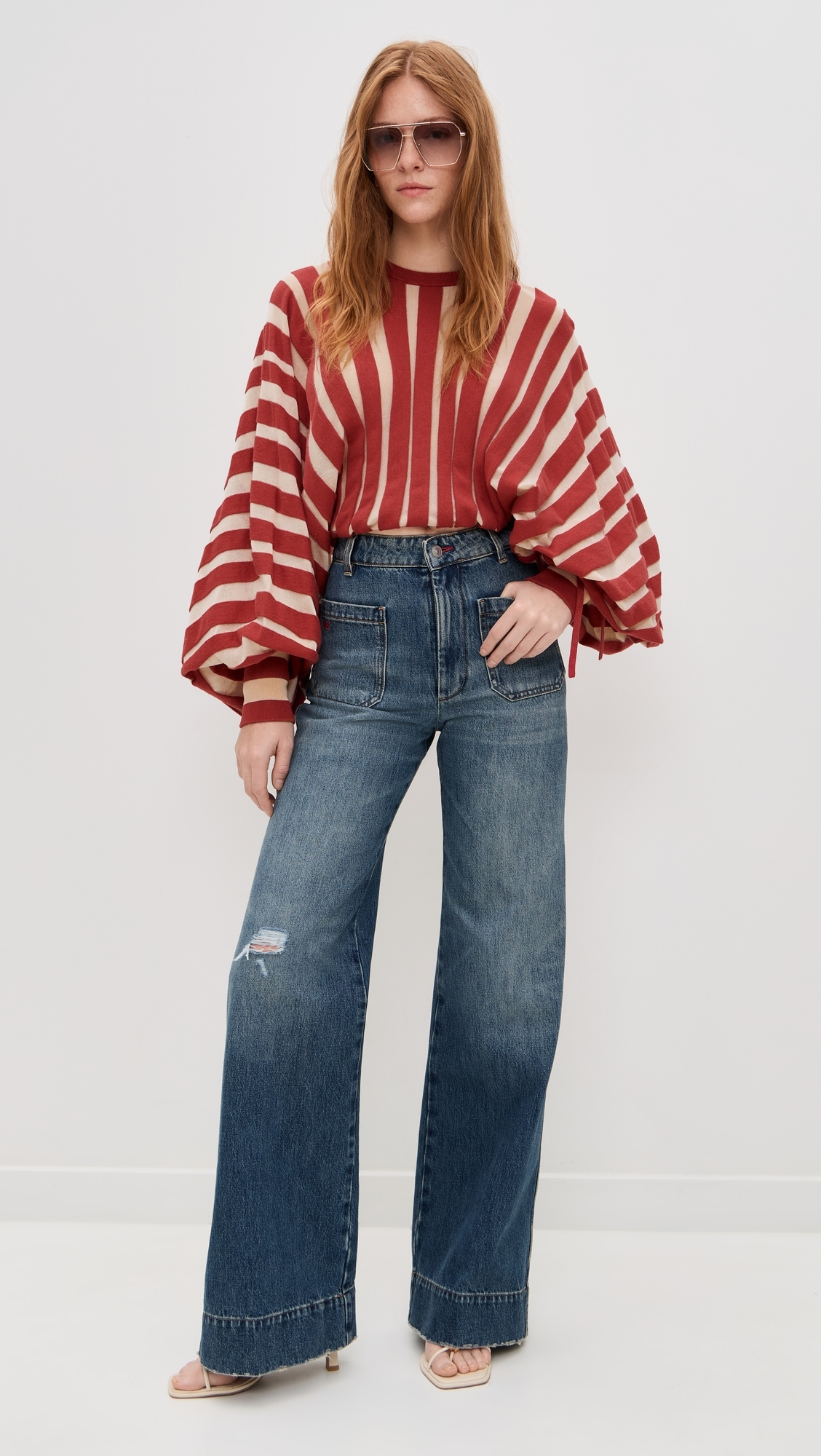 Rebellion Drawn Sweater Red/Cream Stripe