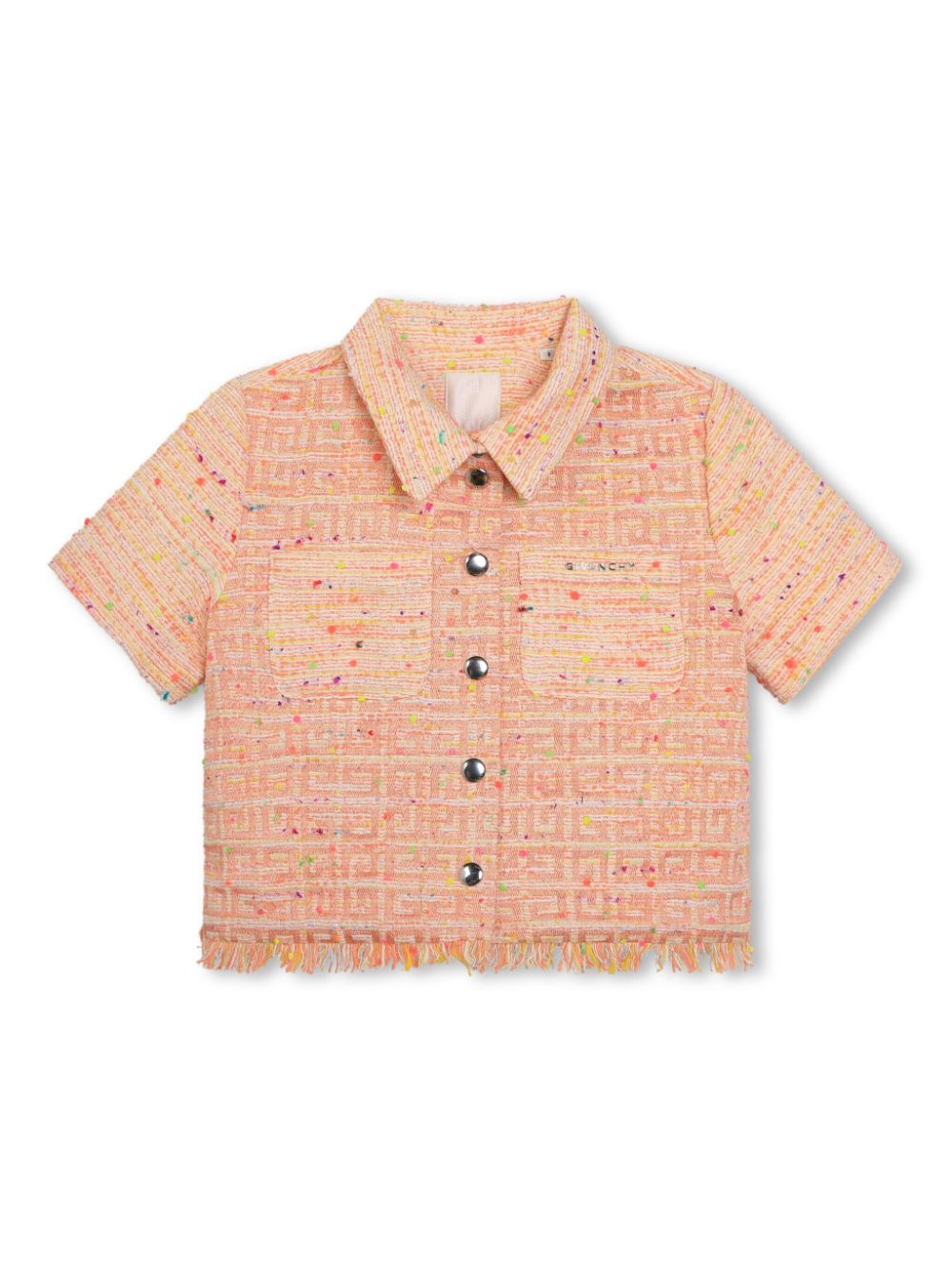 4G-motif short-sleeve tweed shirt - Pink