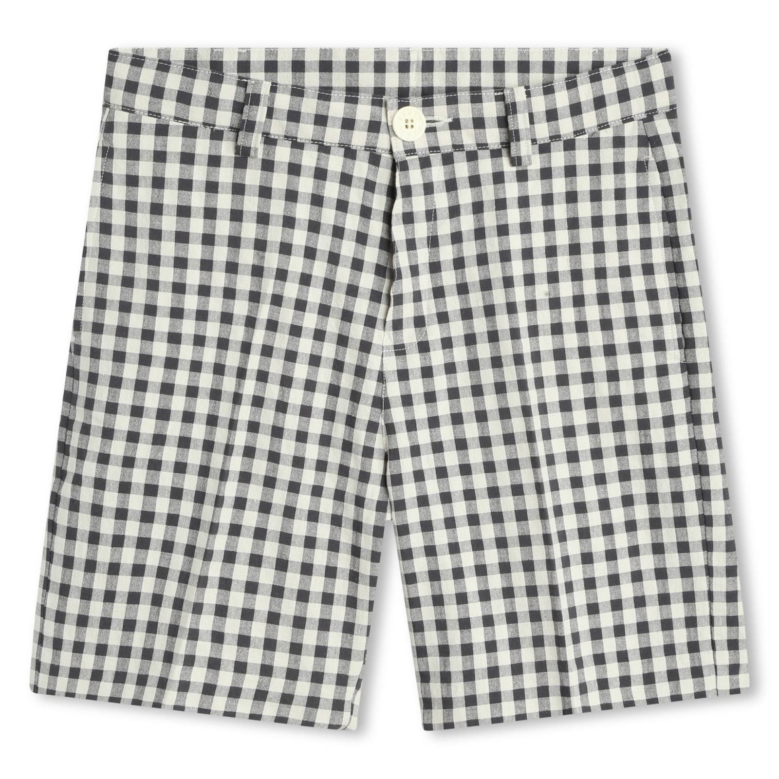 Logo-tag gingham check-print shorts - Neutrals