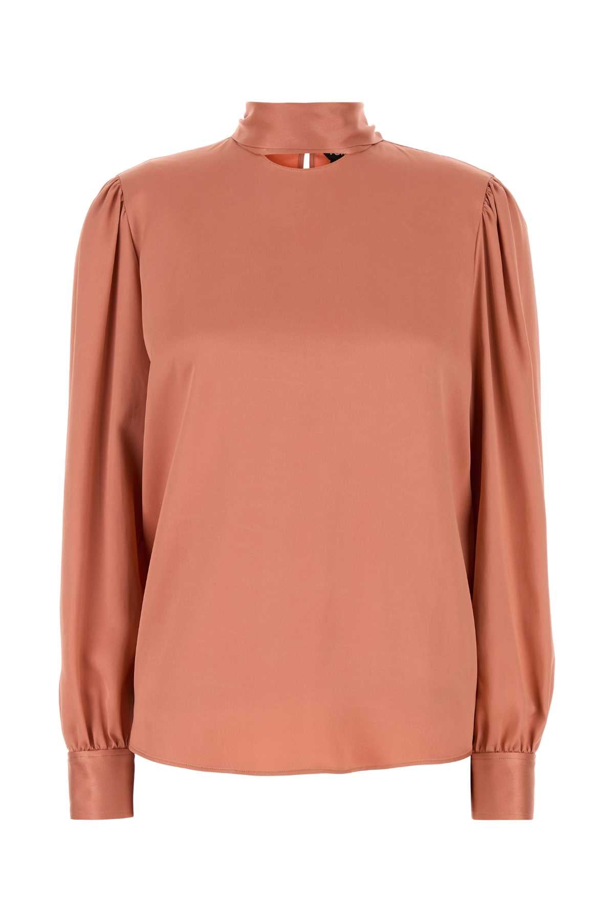 Silk Mock-Neck Blouse — Orange