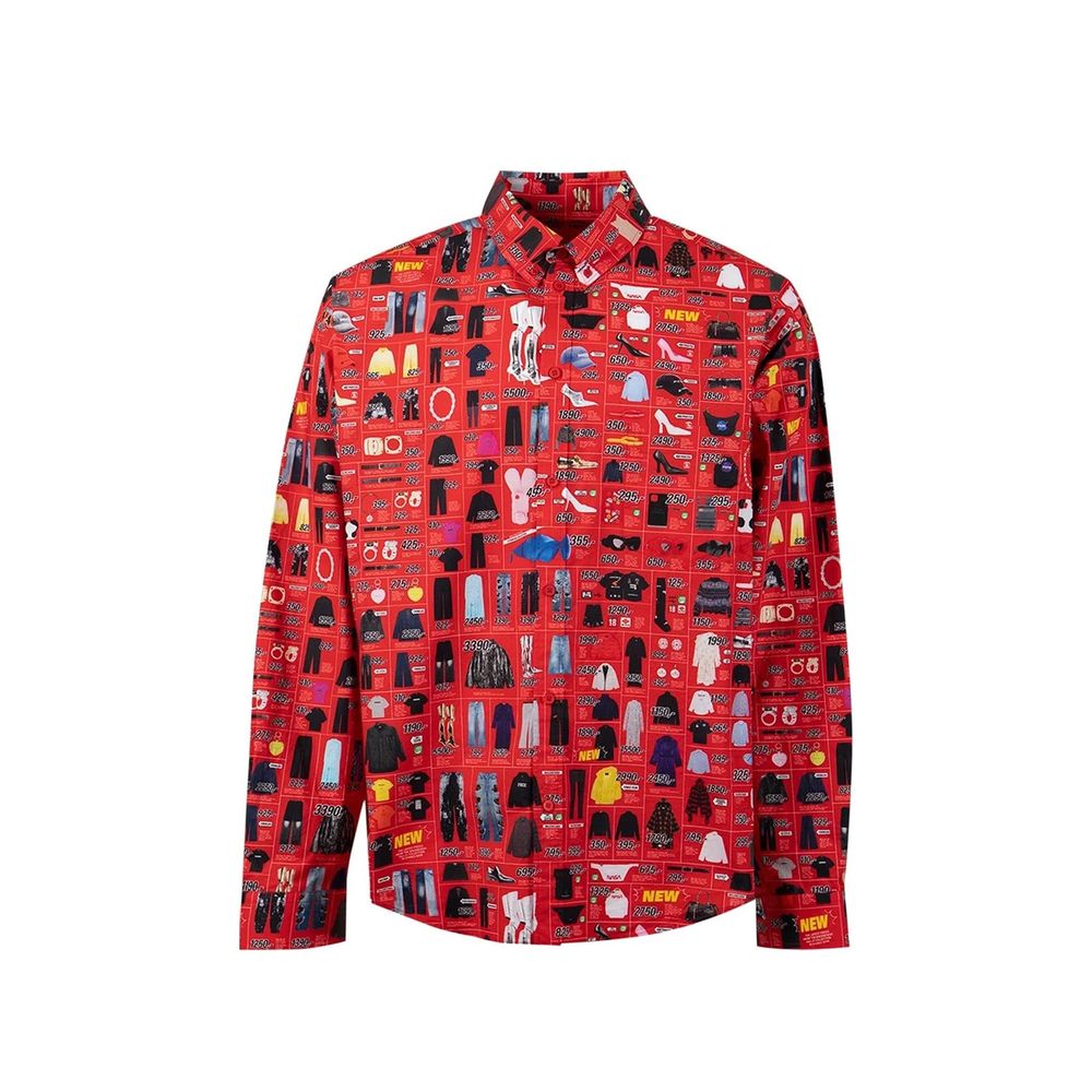 Cotton Pattern Print Shirt — Red