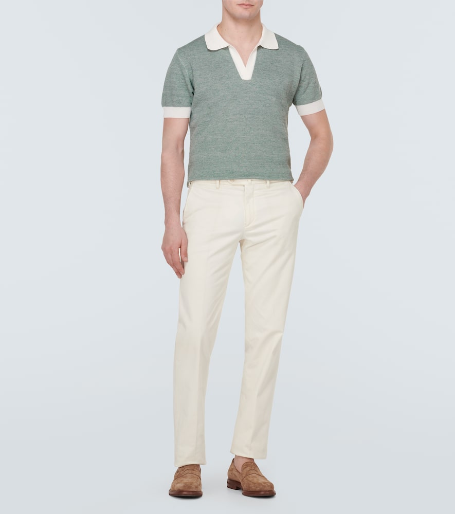 Cotton and linen polo shirt
