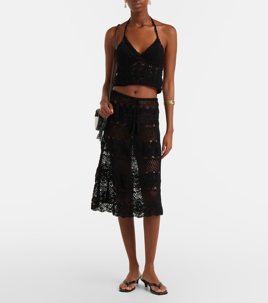 Filigree crochet halterneck cotton top