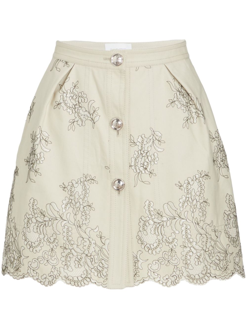 Floral-jacquard high-waist miniskirt - Neutrals