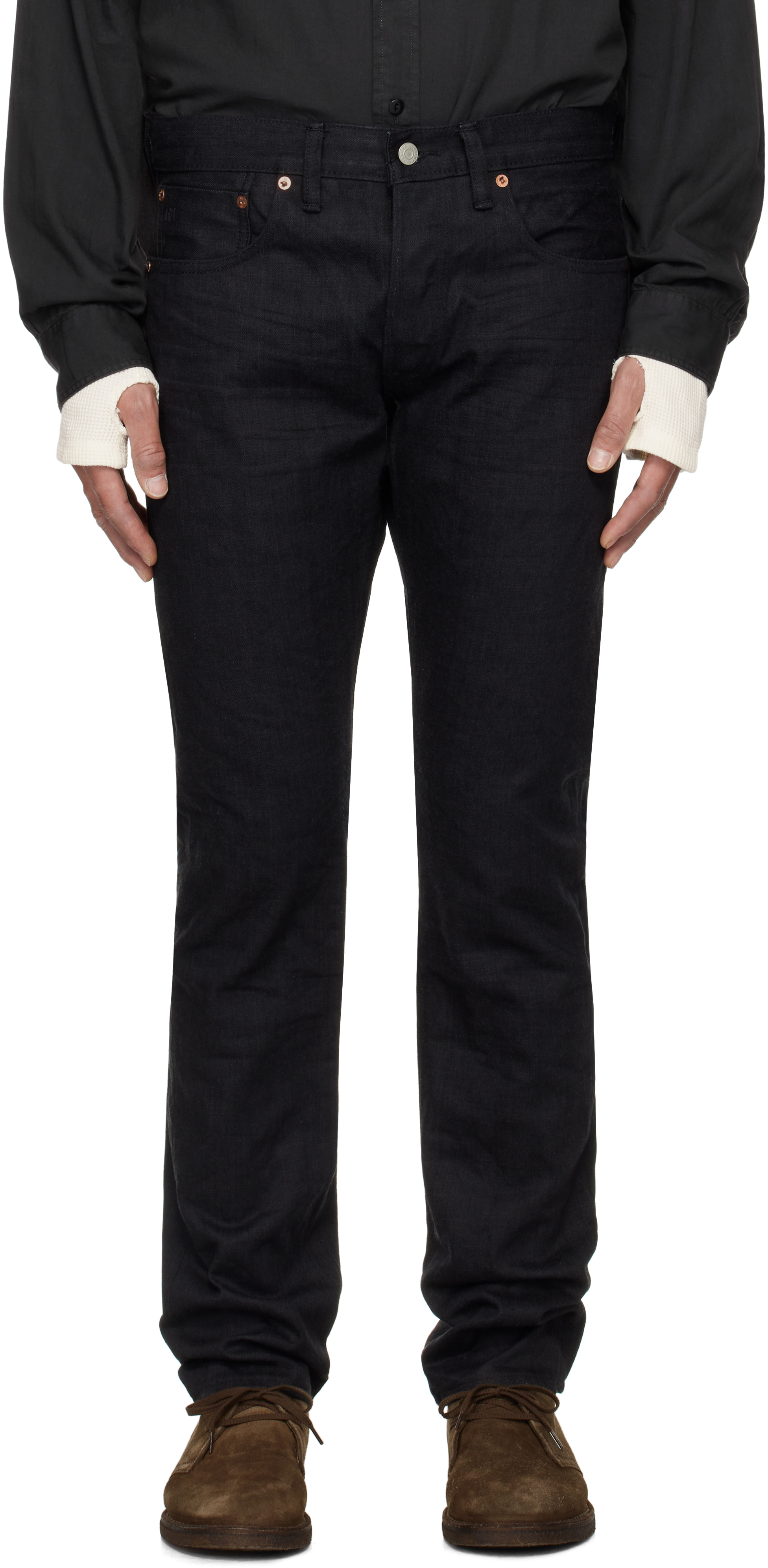 RRL Black Slim Fit Selvedge Jeans