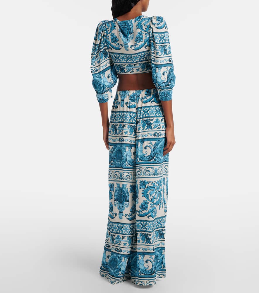 Printed wide-leg pants