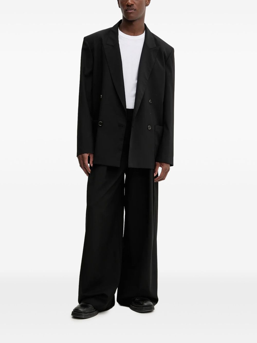 Pleated wide-leg trousers - Black