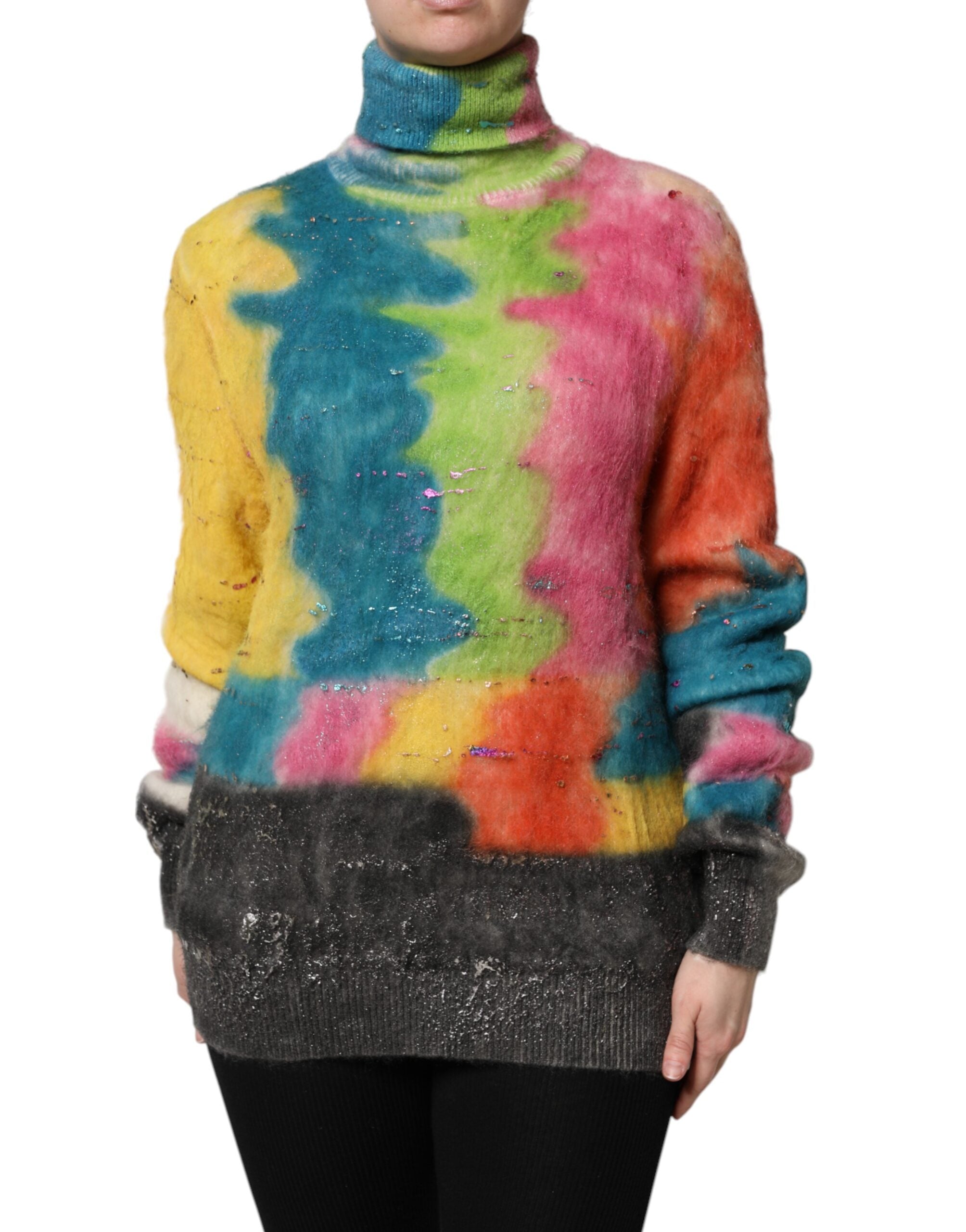 Multicolor Mohair Turtleneck Sweater — Multicolor