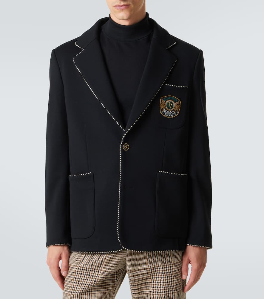 Embroidered virgin wool blazer