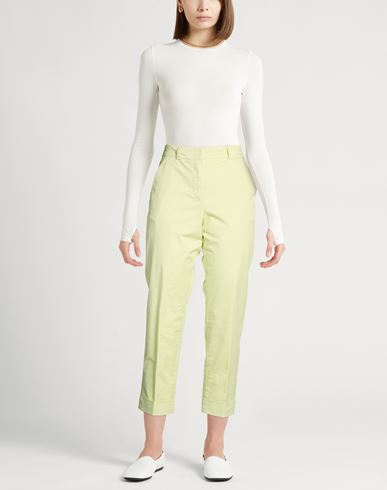 Easy Woman Pants Lime green Size 8 Cotton, Elastane