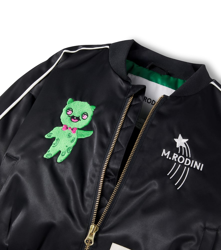 Embroidered satin varsity jacket