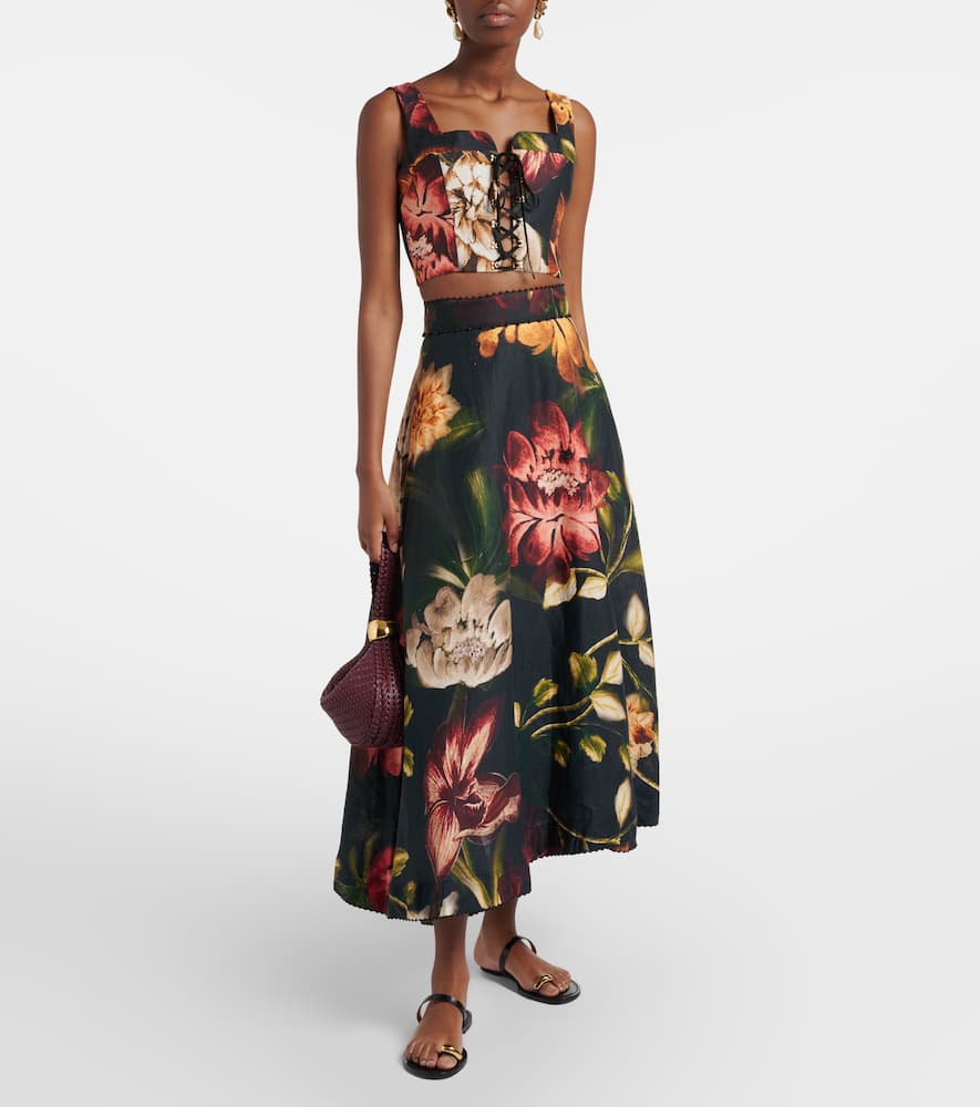 Floral linen crop top