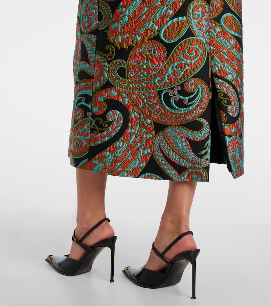 Paisley jacquard midi skirt
