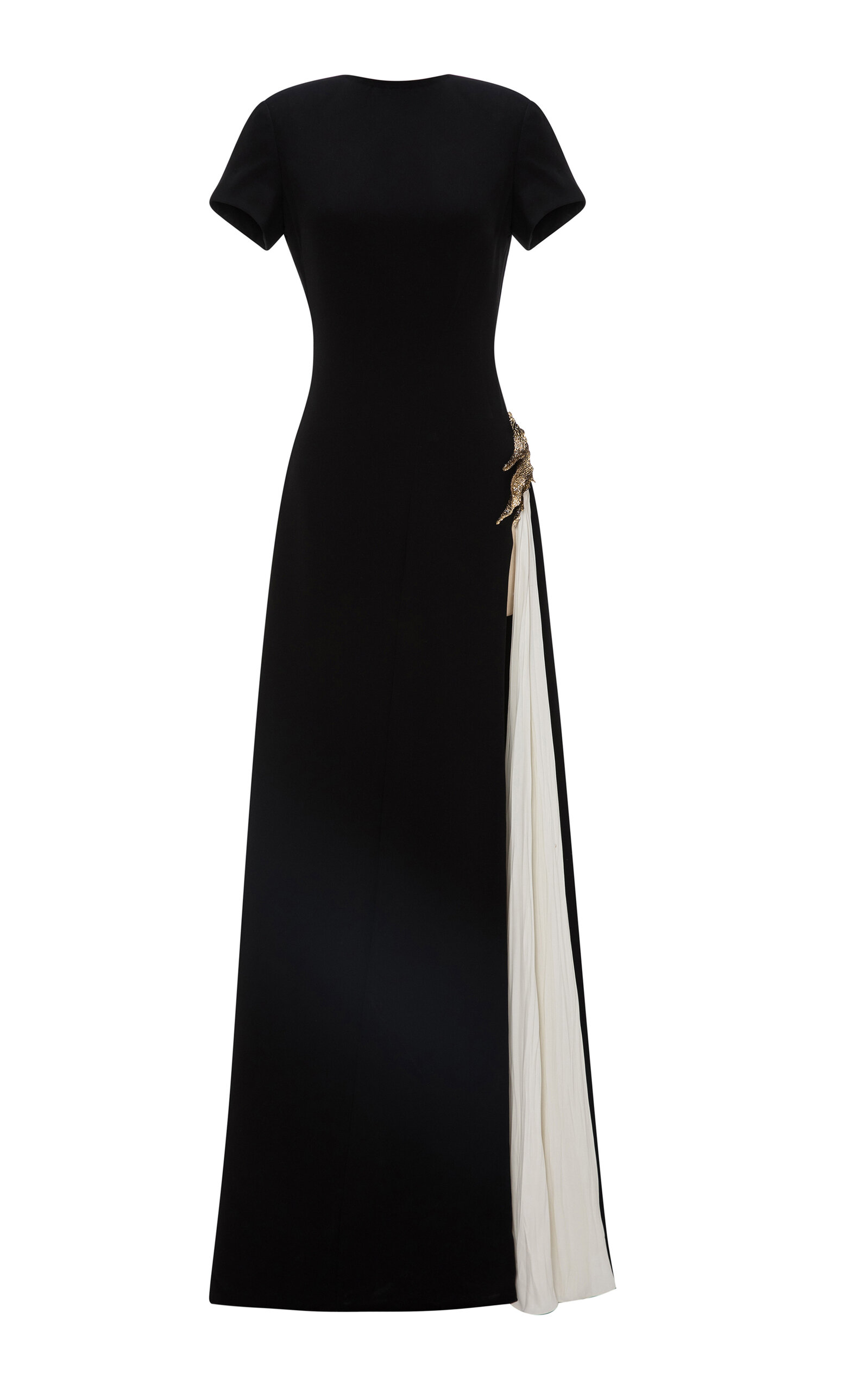 Broach-Embellished Evening Gown