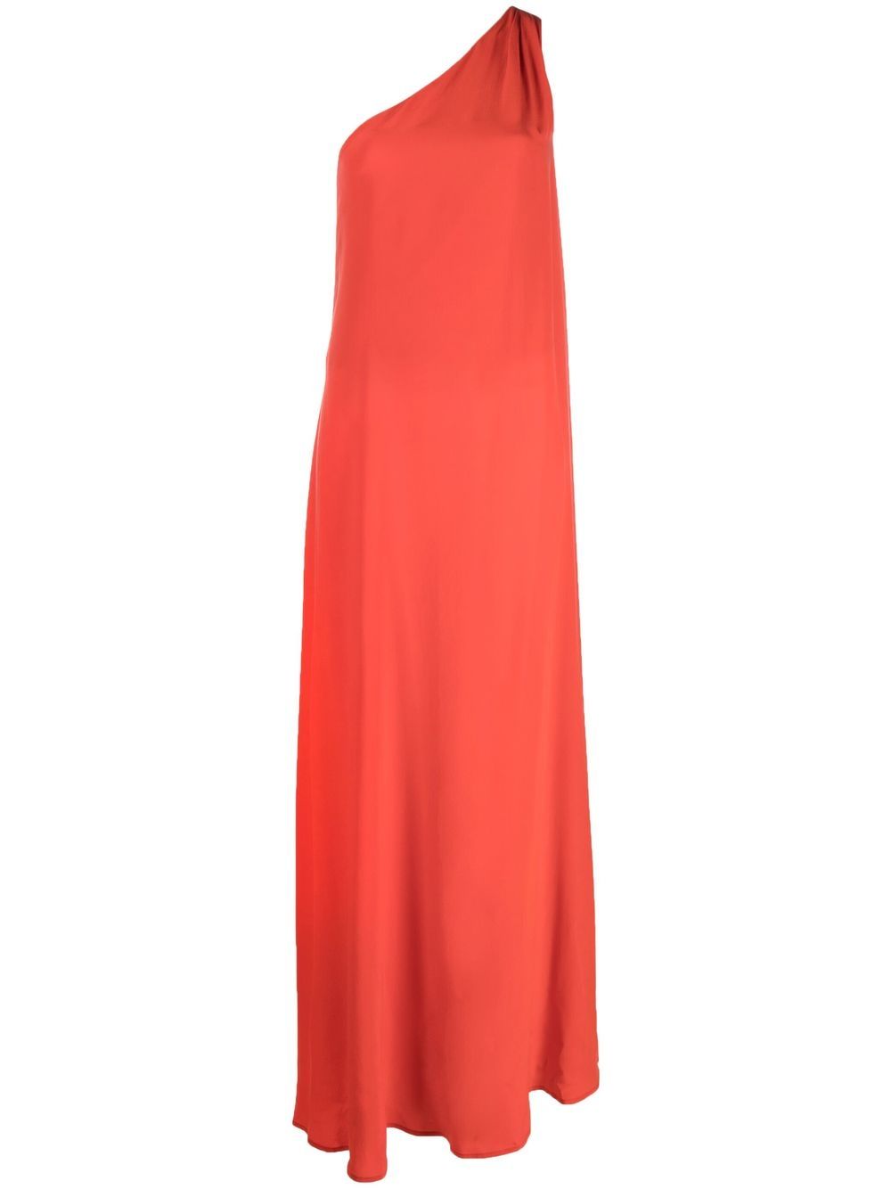 One-shoulder silk maxi dress - Red