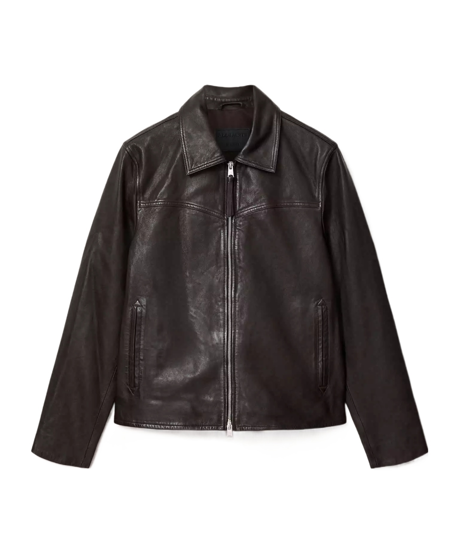 Long-sleeved leather jacket