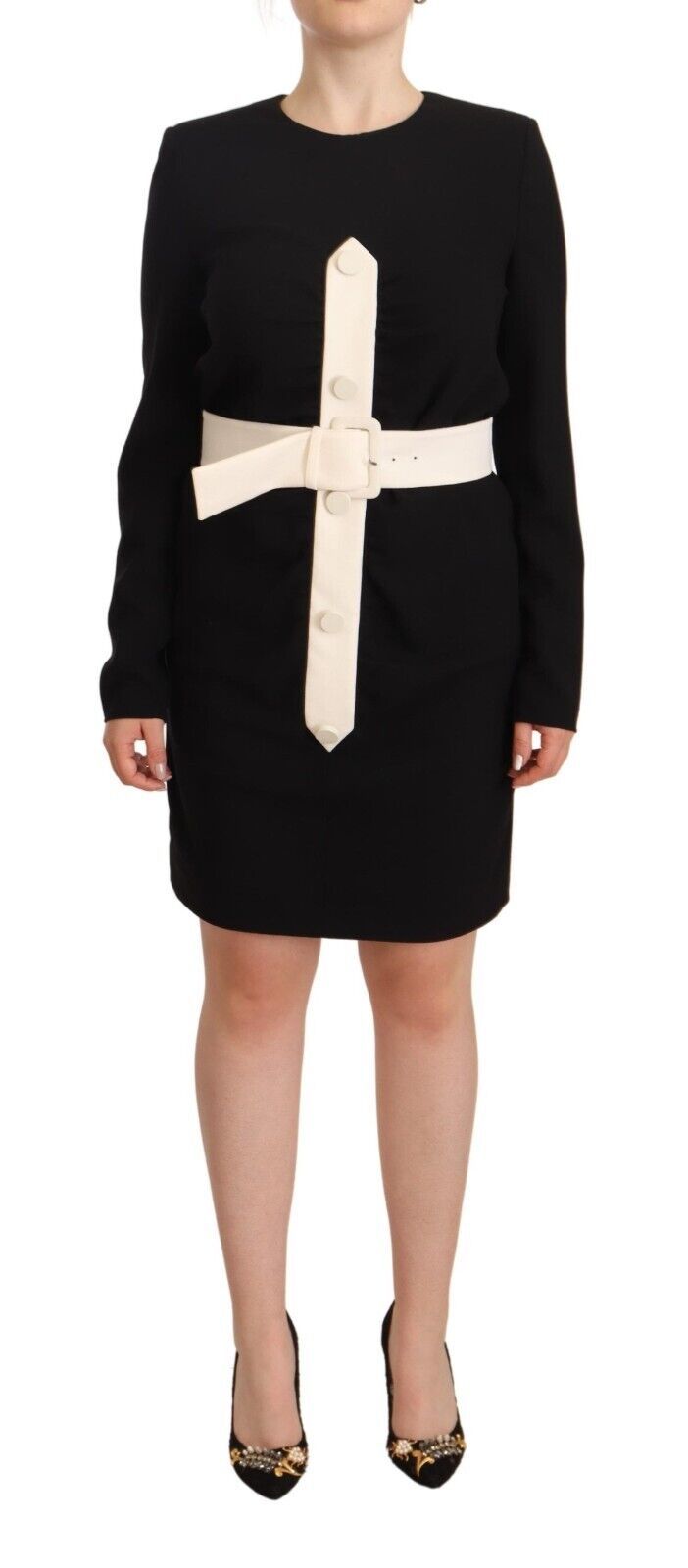 Belted Wool Dress — Black