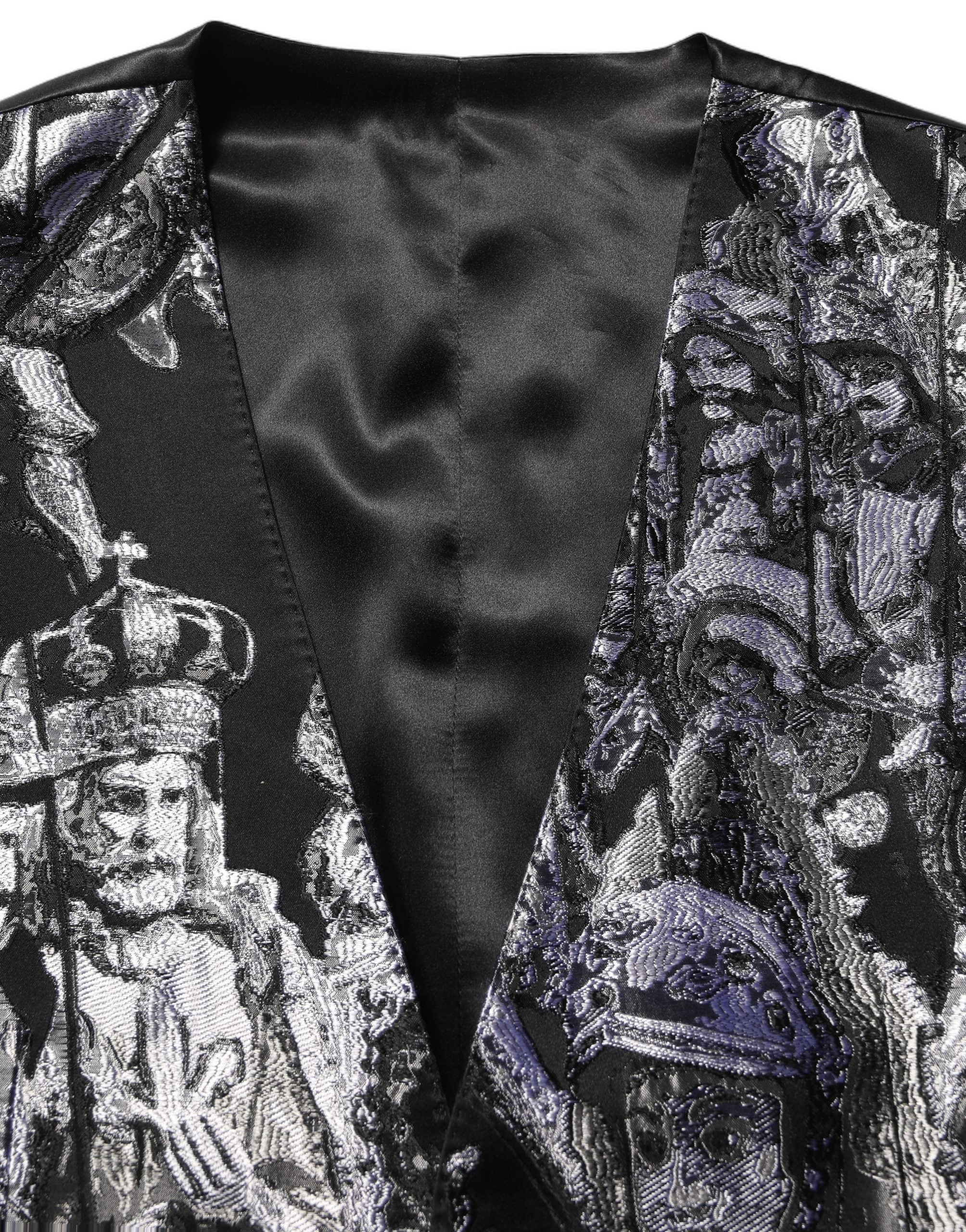 Jacquard Single-Breasted Suit — Black