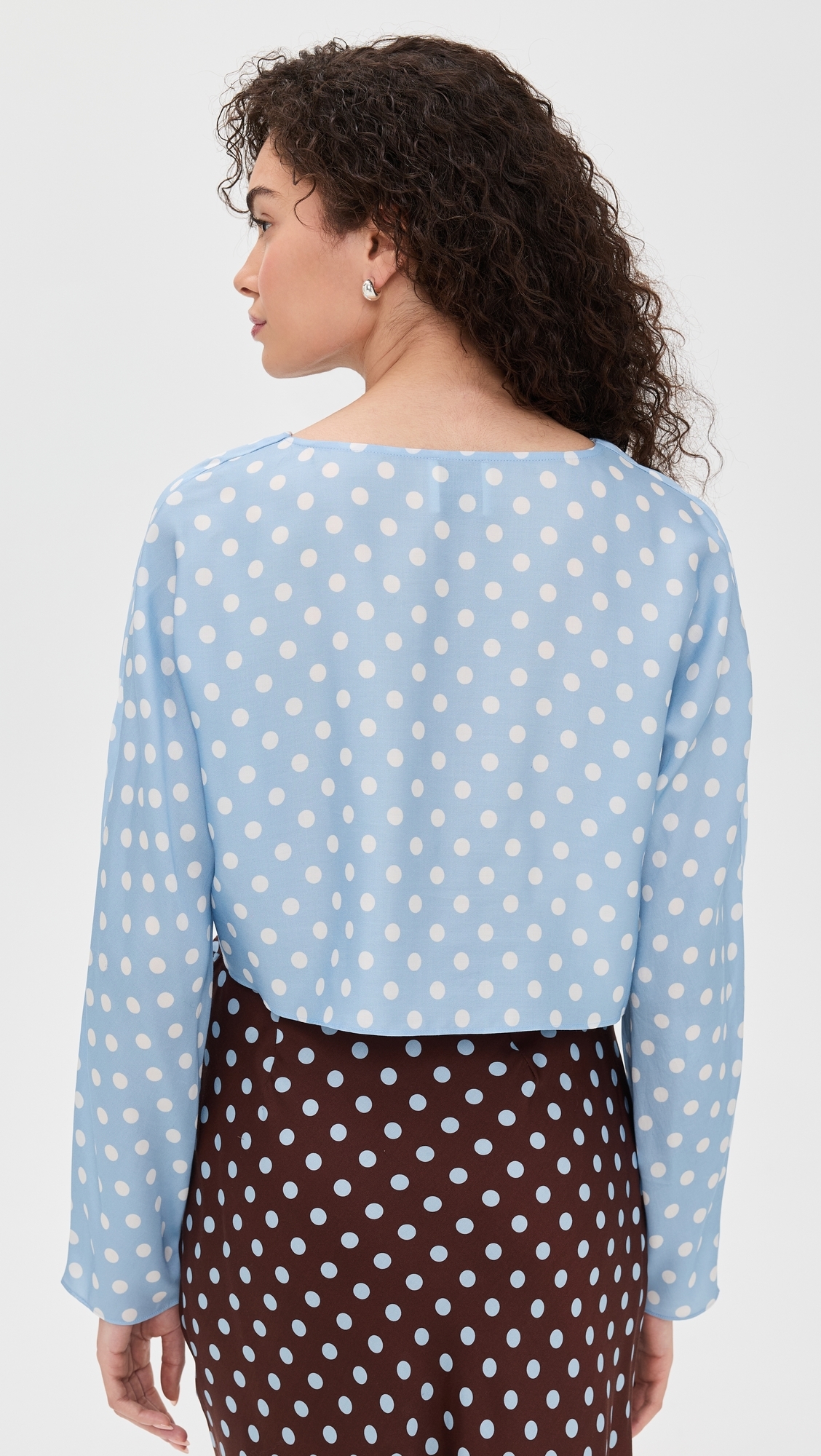 Tillie Long Sleeve Top Blue Polka Dot
