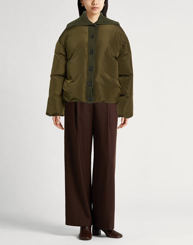 Woman Puffer Military green Size M Polyamide, Virgin Wool, Silk