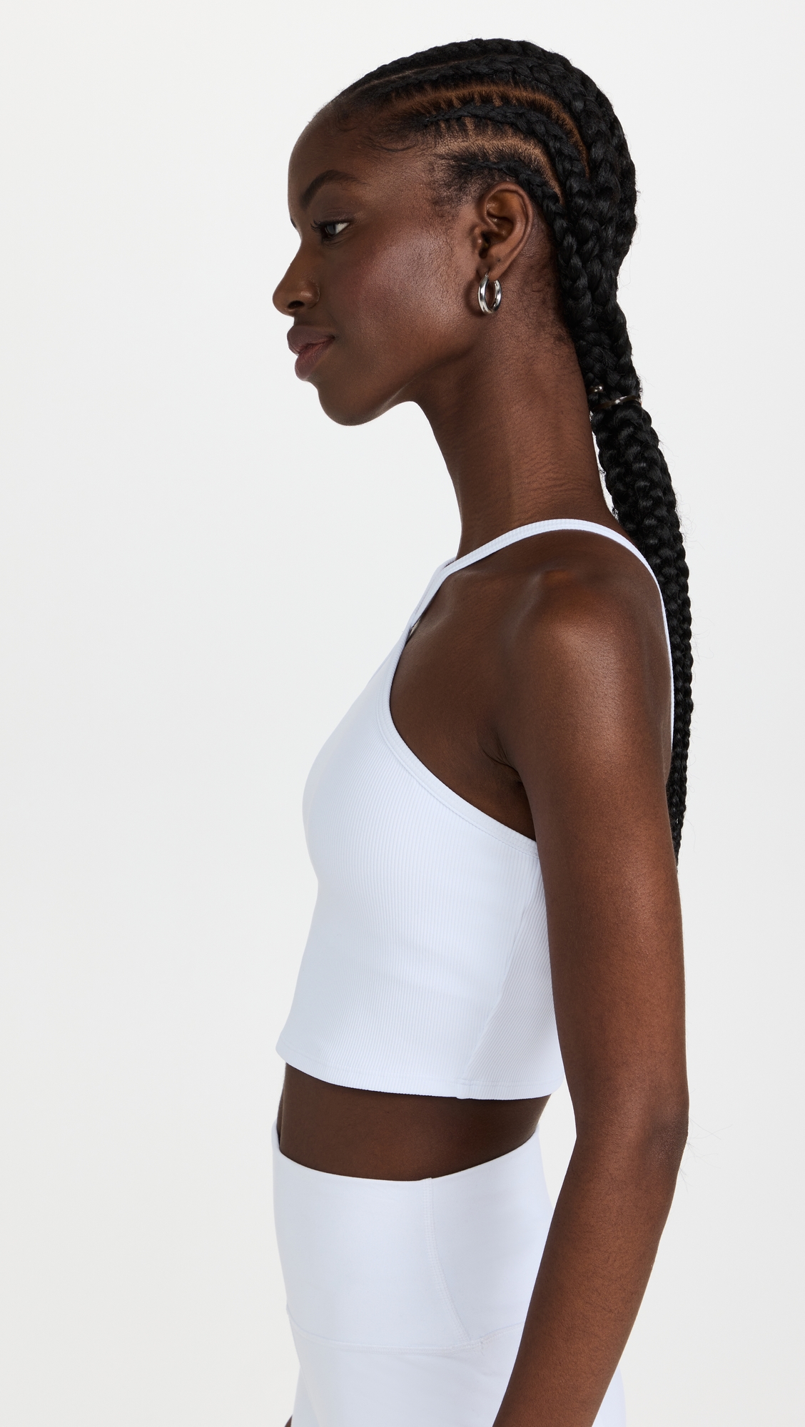 Goddess Ribbed Cross Crop Top White